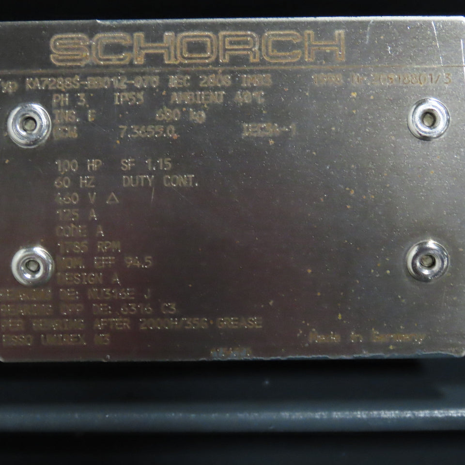 Schorch 100Hp 1785RPM 480V 3Ph Kaeser CS121 Air Compressor Motor
