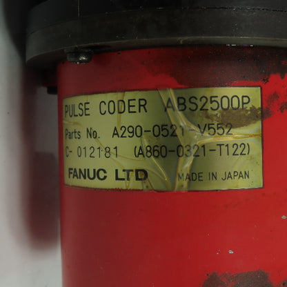 Fanuc A06B-0312-B032 AC Servo Motor 3Ph 120V 2.0Nm W/ Pulse Coder A290-0521-V552