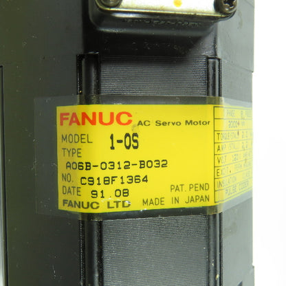 Fanuc A06B-0312-B032 AC Servo Motor 3Ph 120V 2.0Nm W/ Pulse Coder A290-0521-V552