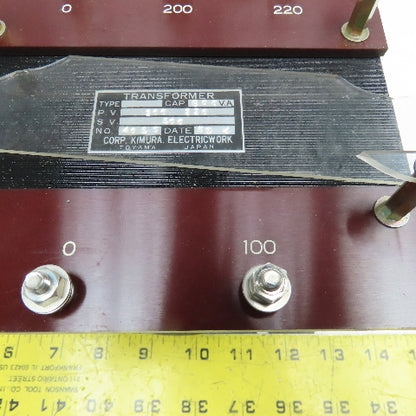 Kimura 200/220V Primary 800VA 100V Secondary Transformer