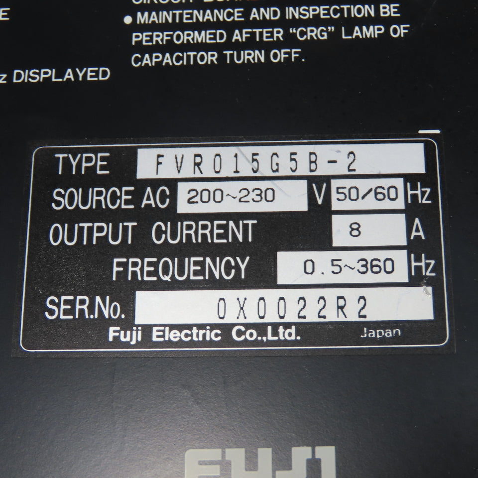 Fuji FVR015G5B-2 Variable Frequency AC Drive 200-230V 8A 50/60Hz