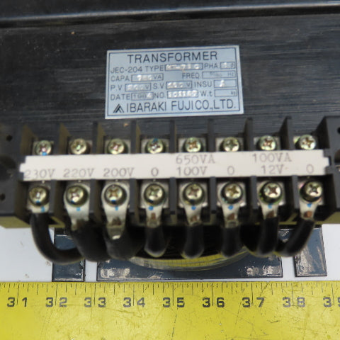 Ibaraki Fujico HT-750 200-220/230VPri Sec 100/12V 7500VA Transformer 1Ph 50/60Hz
