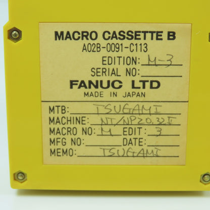 Fanuc A02B-0091-C113 Macro Cassette "B" (Very Clean)