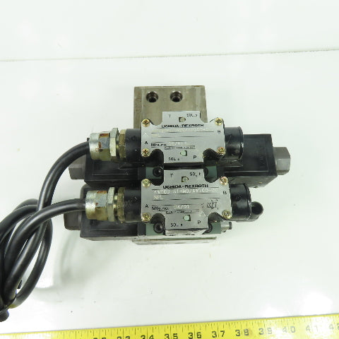 Rexroth 4WE6W-51-M0/AW100-00 2 Hydraulic Directional Valve W/ Manifold Block