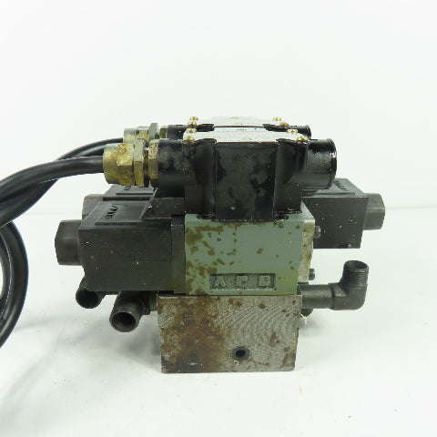 Rexroth 4WE6W-51-M0/AW100-00 2 Hydraulic Directional Valve W/ Manifold Block