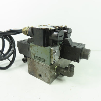 Rexroth 4WE6W-51-M0/AW100-00 2 Hydraulic Directional Valve W/ Manifold Block