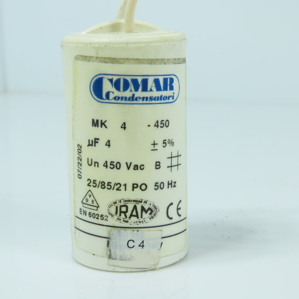 Comar MK4-450 25/28/21 PO uF 4 +5% Capacitor 450VAC 50HZ