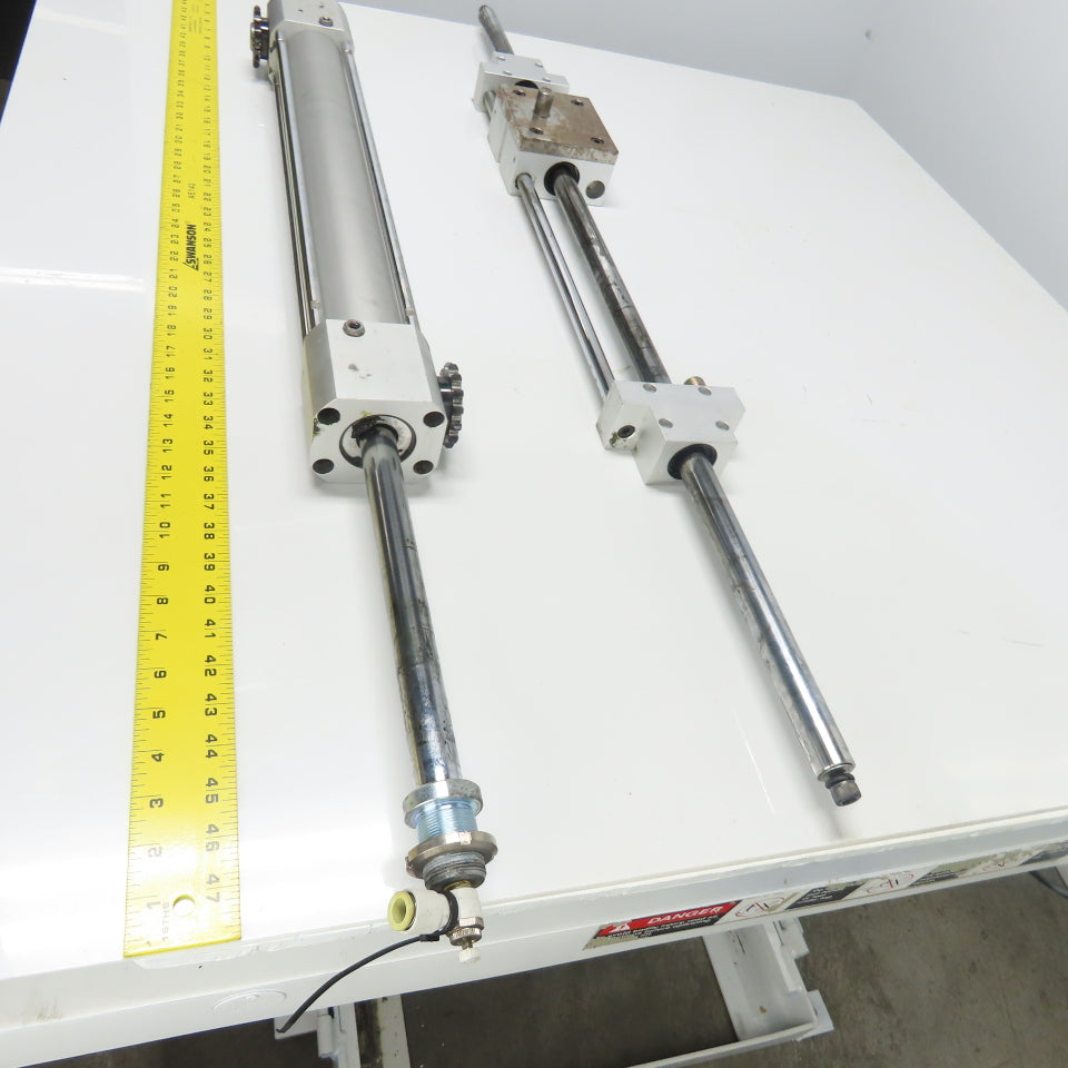 Chain Assist Pneumatic Double Rod Cylinder Linear Actuator Assembly 16" Stroke