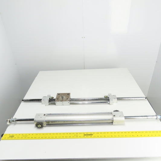 Chain Assist Pneumatic Double Rod Cylinder Linear Actuator Assembly 16" Stroke