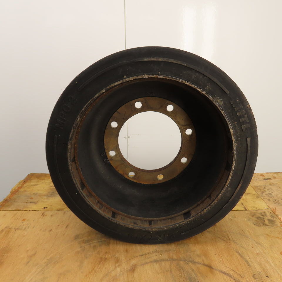 MITL MPC2 4330091H40 8-Lug Solid Forklift Tire & Rim 21 x 7 x 15 From Nissan MGU