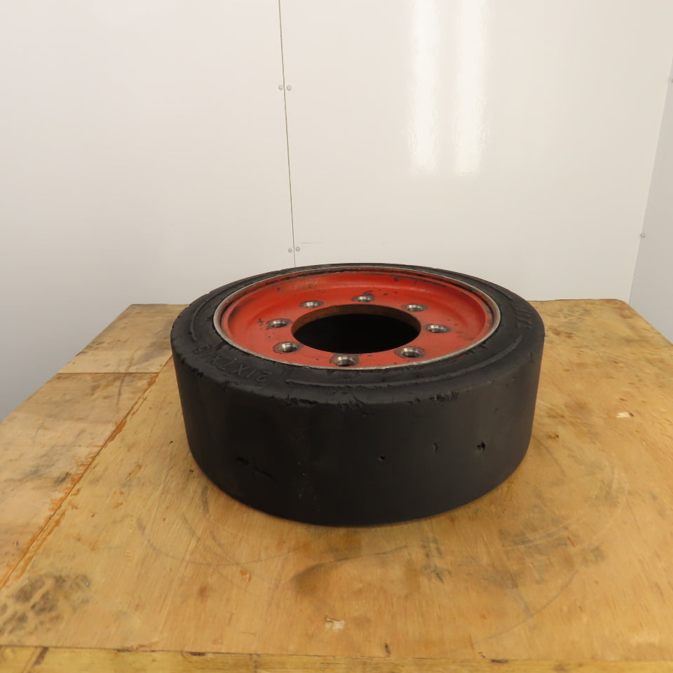 MITL MPC2 4330091H40 8-Lug Solid Forklift Tire & Rim 21 x 7 x 15 From Nissan MGU