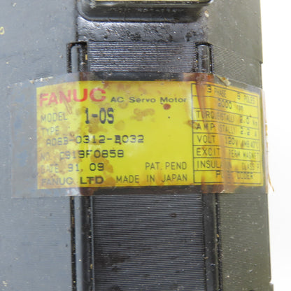 Fanuc A06B-0312-B032 AC Servo Motor 3Ph 120V 2.0Nm W/ Pulse Coder A290-0521-V552