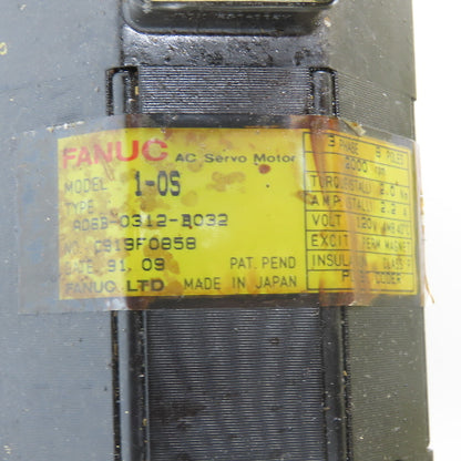 Fanuc A06B-0312-B032 AC Servo Motor 3Ph 120V 2.0Nm W/ Pulse Coder A290-0521-V552