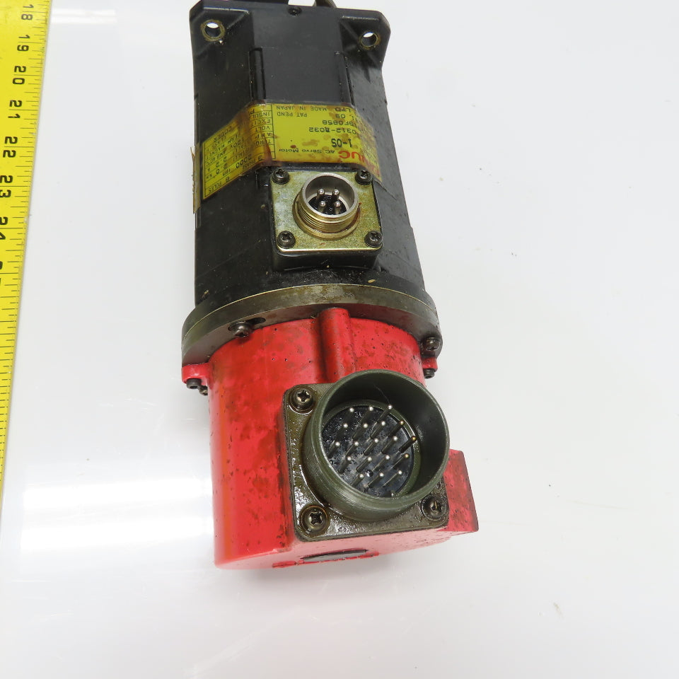 Fanuc A06B-0312-B032 AC Servo Motor 3Ph 120V 2.0Nm W/ Pulse Coder A290-0521-V552