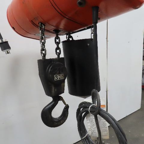 CM 5209H Lodestar XL 3 Ton Electric Hoist 20' Lift 460V 3Ph 15FPM