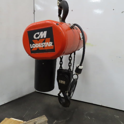 CM 5209H Lodestar XL 3 Ton Electric Hoist 20' Lift 460V 3Ph 15FPM