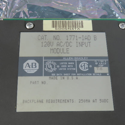 Allen Bradley 1771-IAD Ser B AC/DC Input Module 120V W/Terminal Strip Very Clean