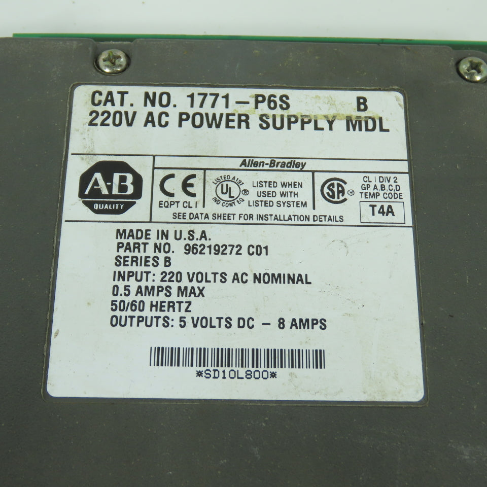 Allen Bradley 1771-P6S Ser B 220V AC Power Supply Module Lot Of 2