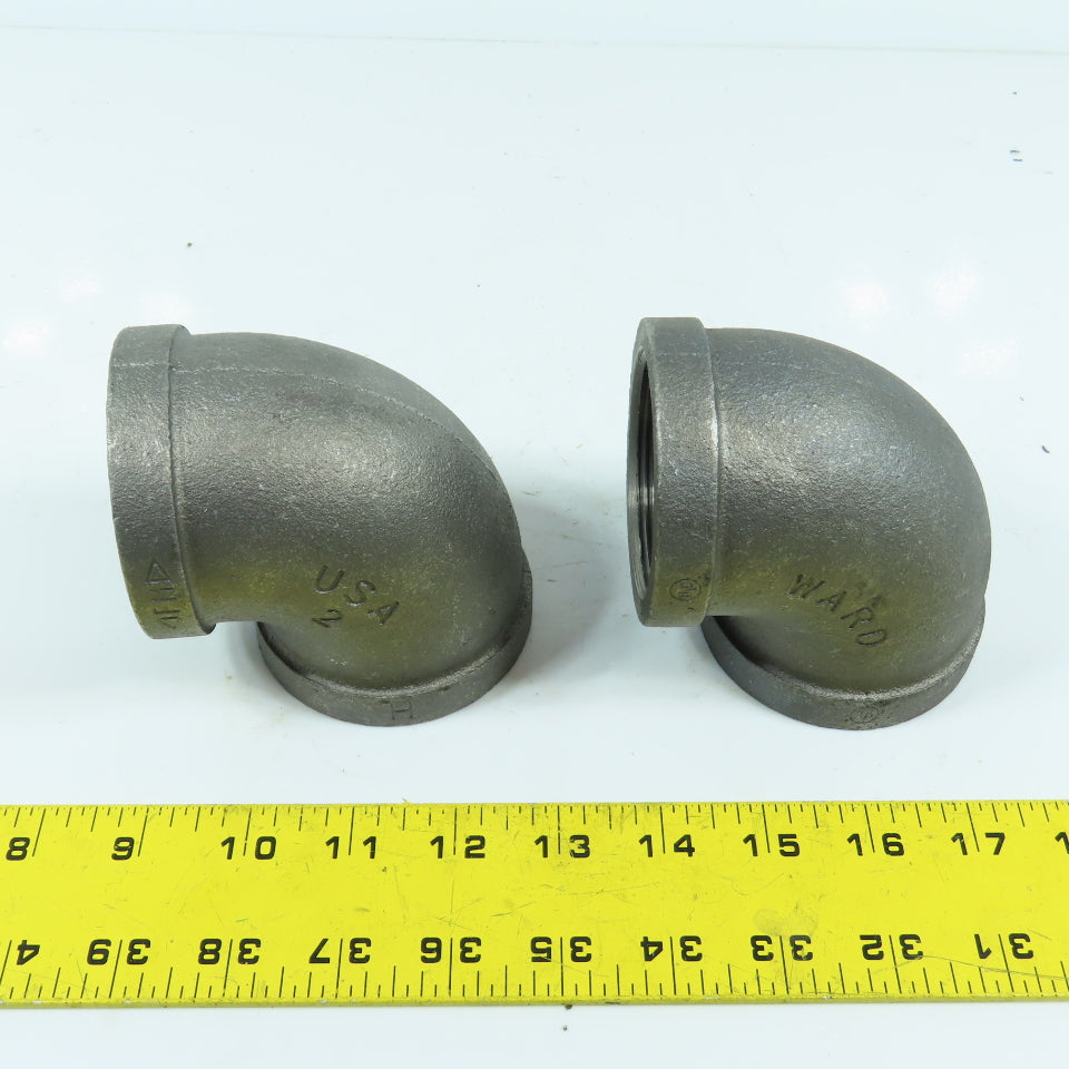 Ward 2" NPT Class 160 Black Pipe Elbow 90° Lot Of 2 USA