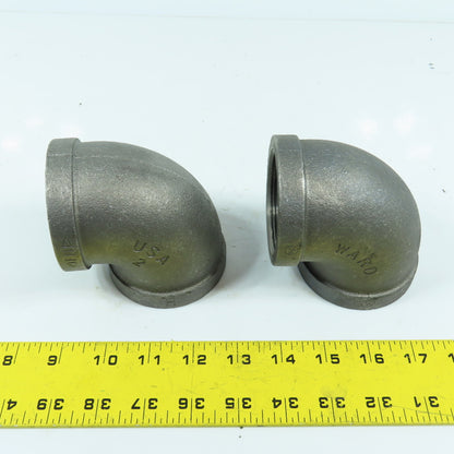 Ward 2" NPT Class 160 Black Pipe Elbow 90° Lot Of 2 USA