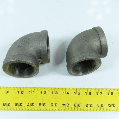 Ward 2" NPT Class 160 Black Pipe Elbow 90° Lot Of 2 USA