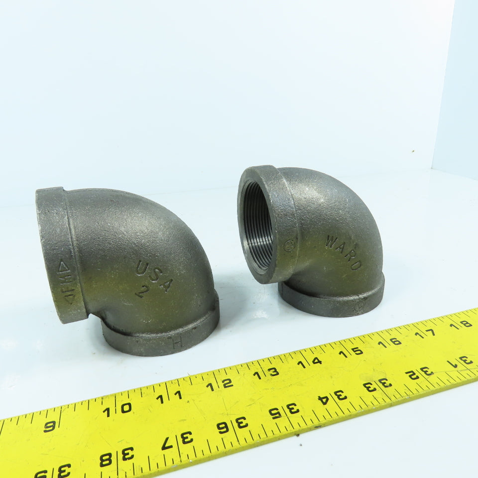 Ward 2" NPT Class 160 Black Pipe Elbow 90° Lot Of 2 USA