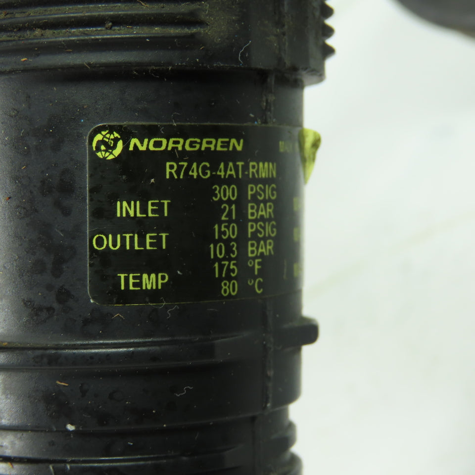 Norgren R74G-4AT-RMN Pneumatic Filter Regulator 300PSIG In 150PSIG Out 1/2" NPT