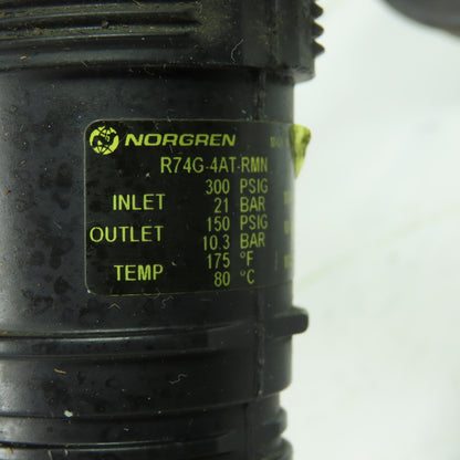 Norgren R74G-4AT-RMN Pneumatic Filter Regulator 300PSIG In 150PSIG Out 1/2" NPT