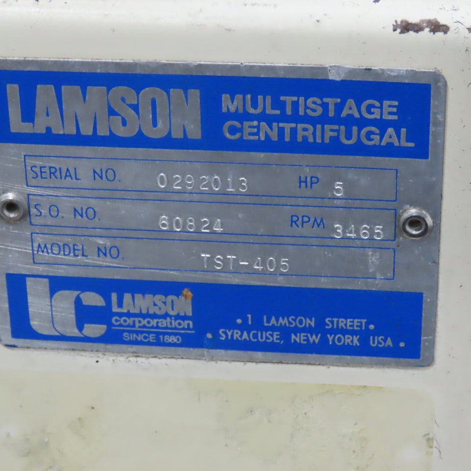 Lamson TST-405 5Hp 230/460V Multistage Centrifugal Vacuum Bag House Filtration