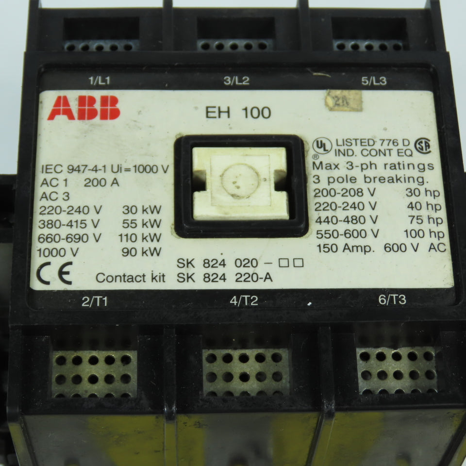ABB EH100 150A 100HP 600VAC Max Power Contactor