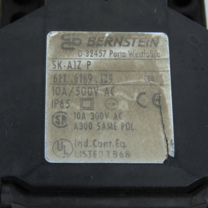 Bernstein 611.6169.129 10A 500V Safety Interlock Switch (No Key)