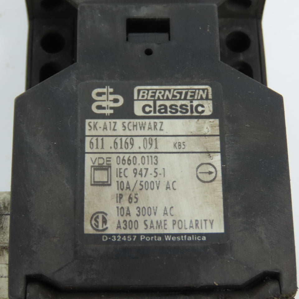 Bernstein 611.6169.091 10A 500V Safety Interlock Switch W/ Key