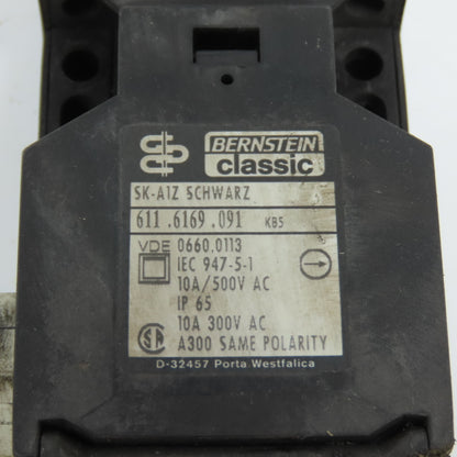 Bernstein 611.6169.091 10A 500V Safety Interlock Switch W/ Key