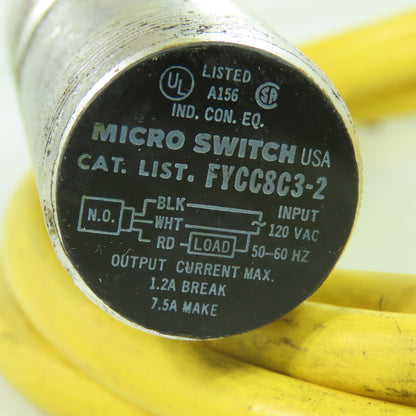Micro Switch FYCC8C3-2 Proximity Switch 120VAC 1.2A Break 7.5A Make