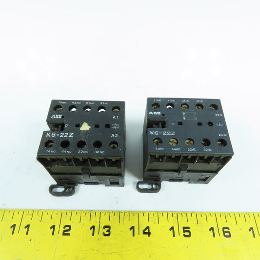 ABB K6-22Z Mini Contactor Relay 5A 300VAC Lot Of 2