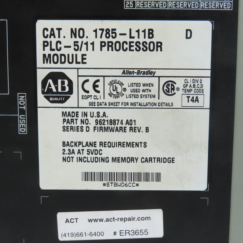 Allen Bradley 1785-L11B PLC-5/11 Processor Module (Clean)