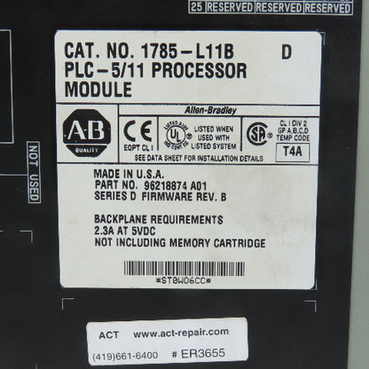 Allen Bradley 1785-L11B PLC-5/11 Processor Module (Clean)