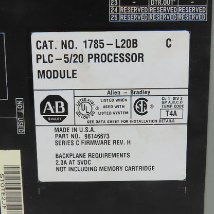 Allen Bradley 1785-L20B PLC-5/20 Processor Module (Clean)