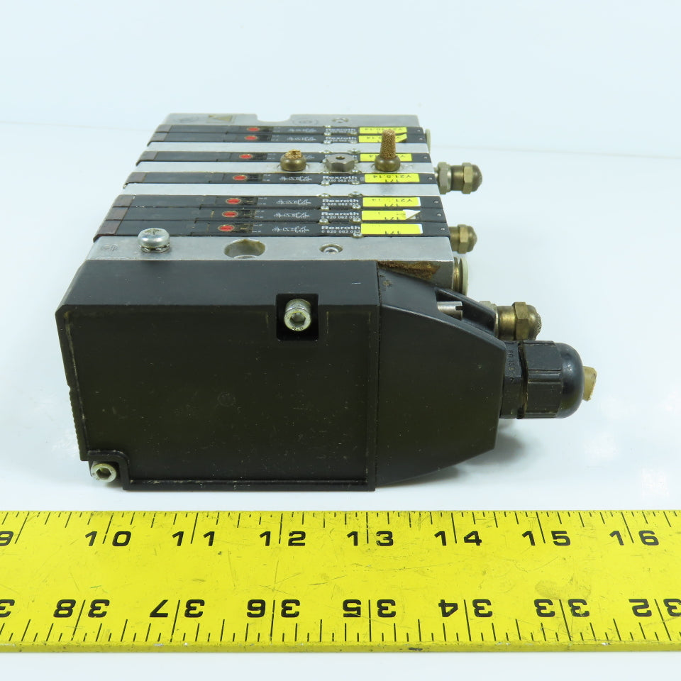 Rexroth R 480 016 934 0820062052 Pneumatic 7-Valve Solenoid Manifold 24VDC 10Bar
