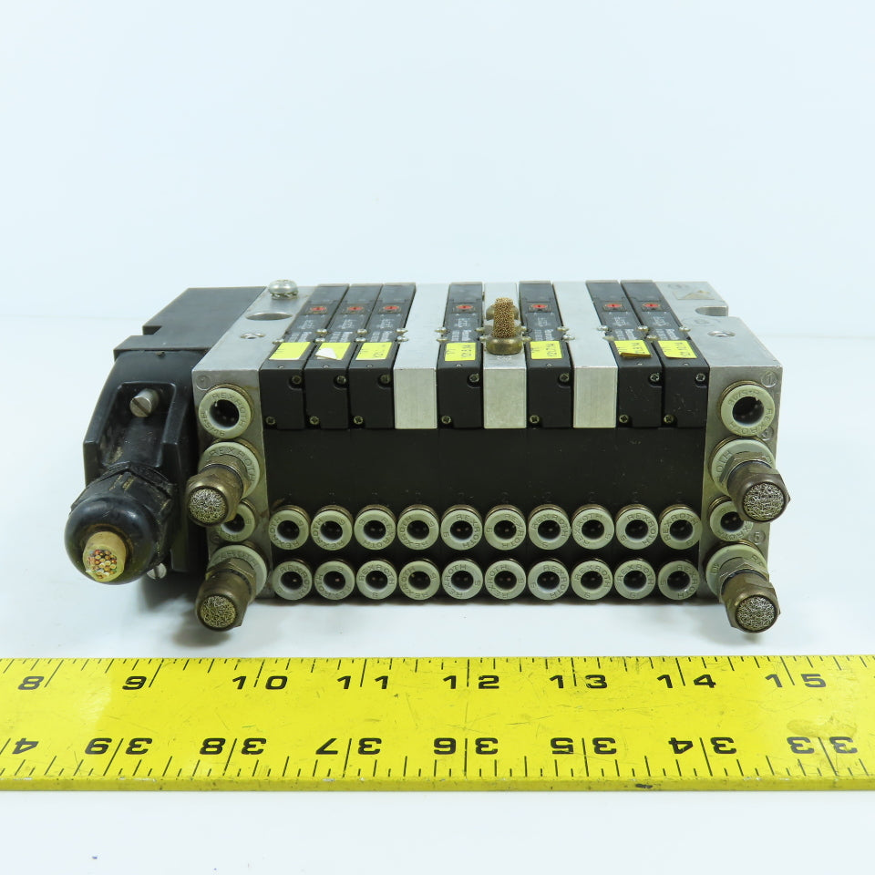 Rexroth R 480 016 934 0820062052 Pneumatic 7-Valve Solenoid Manifold 24VDC 10Bar