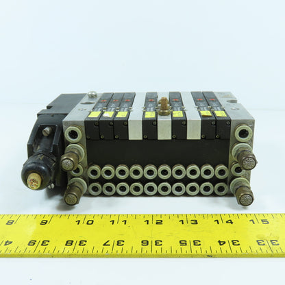 Rexroth R 480 016 934 0820062052 Pneumatic 7-Valve Solenoid Manifold 24VDC 10Bar