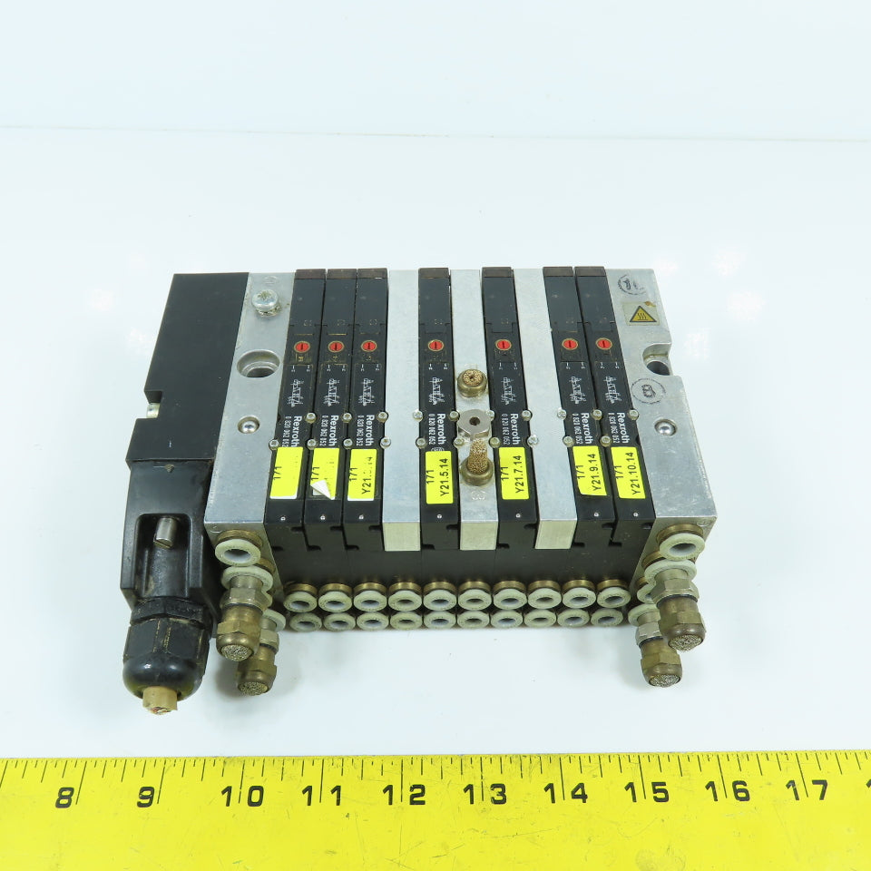 Rexroth R 480 016 934 0820062052 Pneumatic 7-Valve Solenoid Manifold 24VDC 10Bar