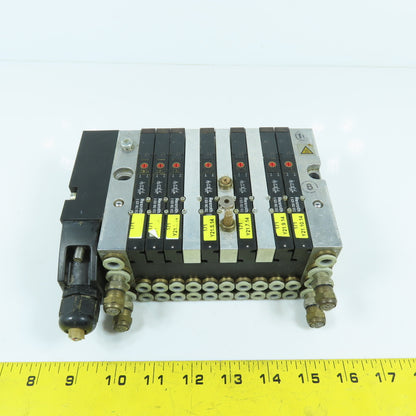 Rexroth R 480 016 934 0820062052 Pneumatic 7-Valve Solenoid Manifold 24VDC 10Bar
