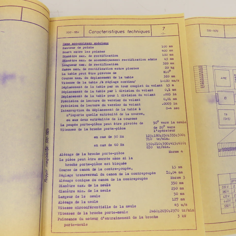 MSZ Hungary KP100-1 French Only Instruction Manual Cylindrical Grinding Machine