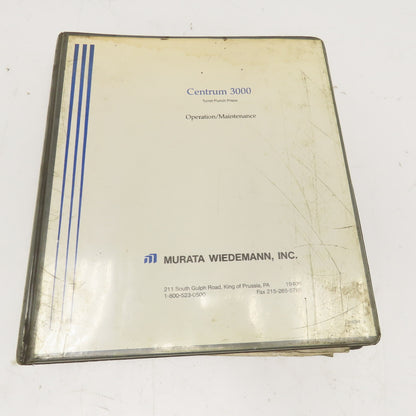 Murata Wiedemann Centrum 3000 Turret Punch Press Operation Maintenance Manual