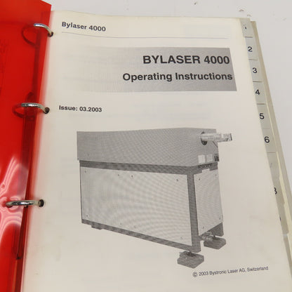 Bystronic Bylaser 4000 Operating Instruction Manual