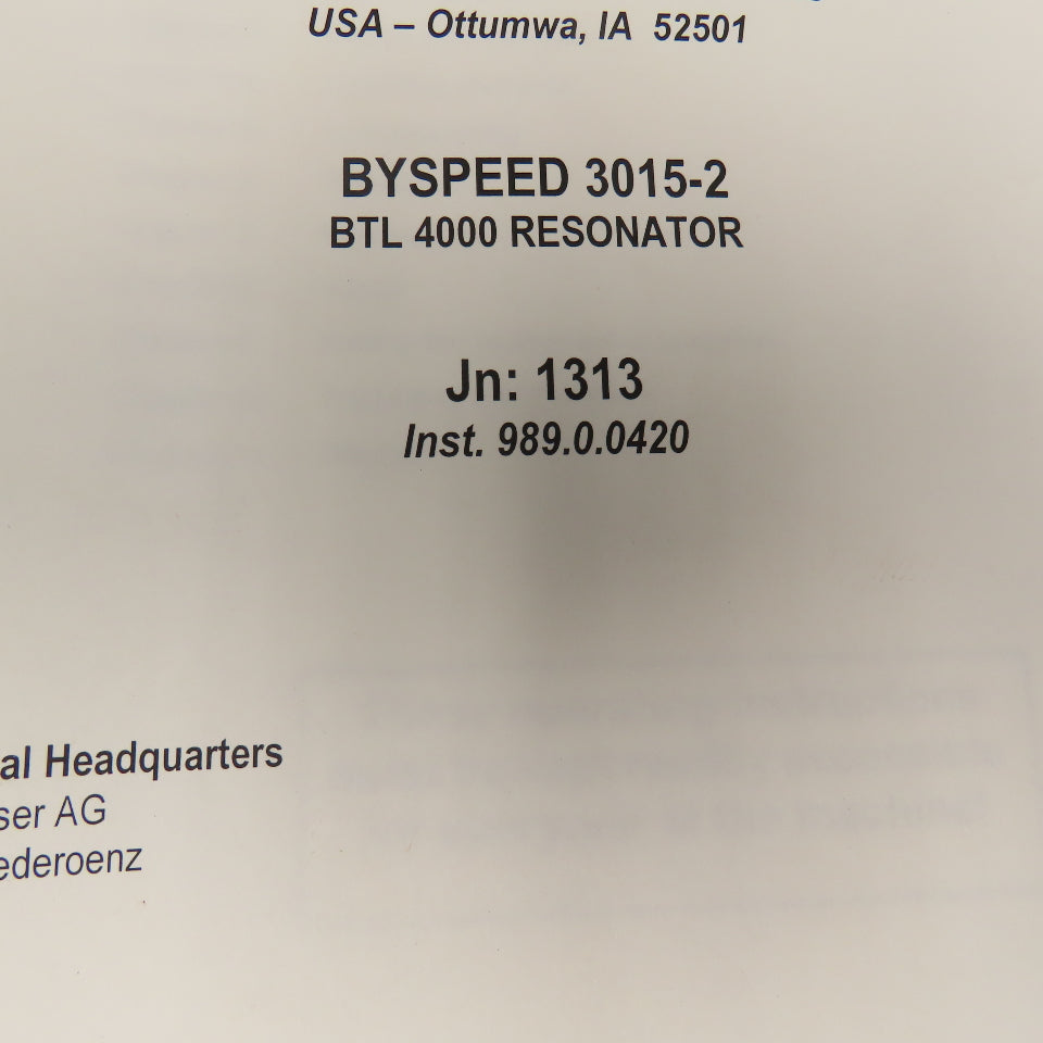 Bystronic Bylaser 4000 Operating Instruction Manual