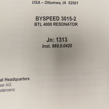 Bystronic Bylaser 4000 Operating Instruction Manual