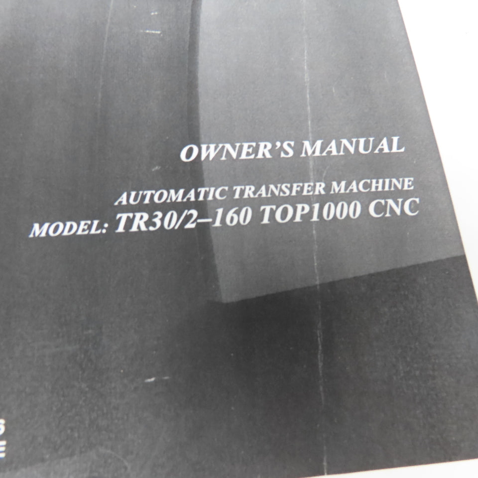 Sinico TR30/2-160 TOP1000CNC Owners Users Manual Parts Guide