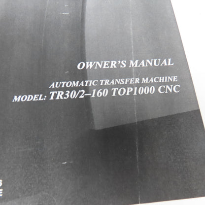 Sinico TR30/2-160 TOP1000CNC Owners Users Manual Parts Guide